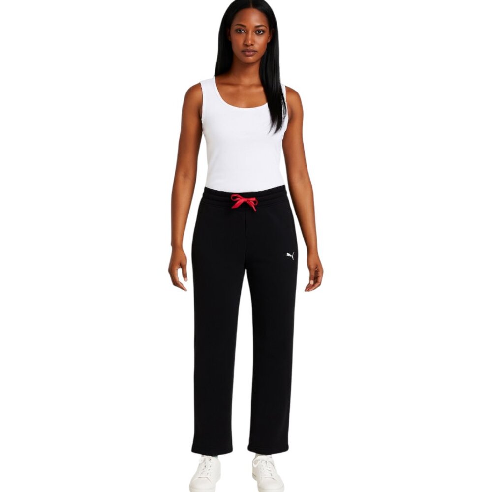 Puma Large Black Drawstring Waist Track Pants